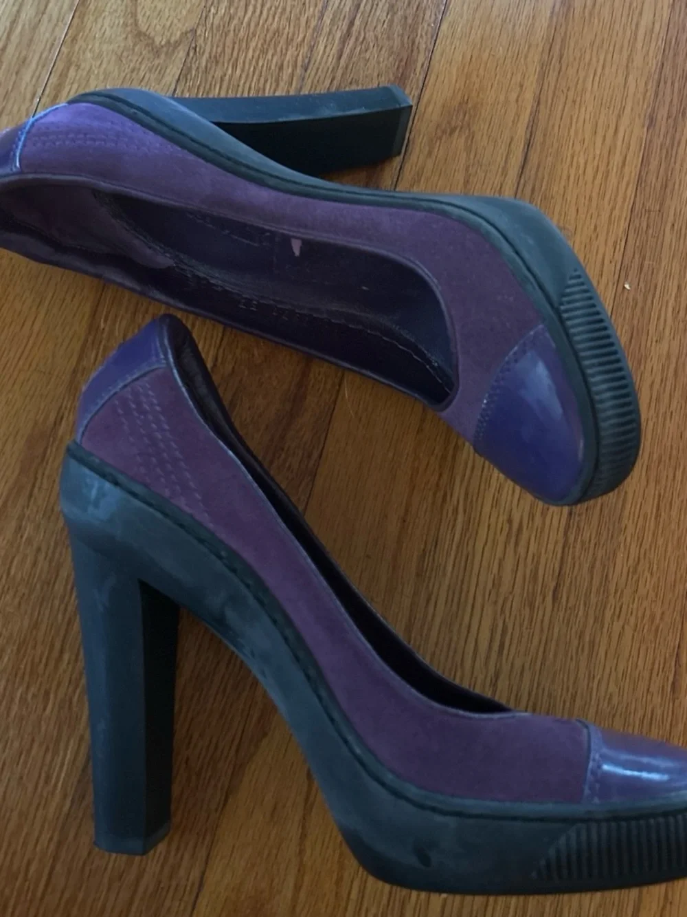 Puma Purple Patent & Suede Block Heel Pump